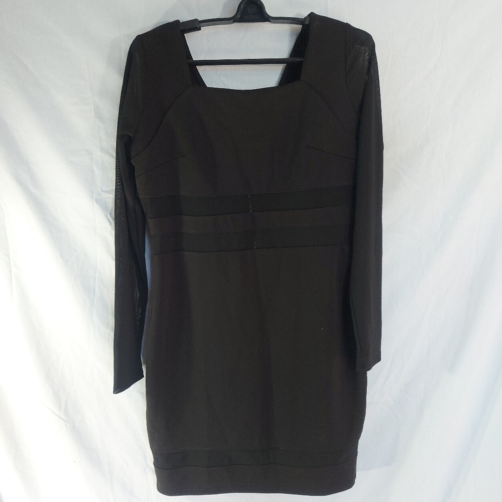 Streetwear Society Black dress with mesh panels and sleeves, medium